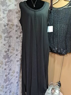 JH Collectibles Black Beaded Sleeveless Maxi Dress